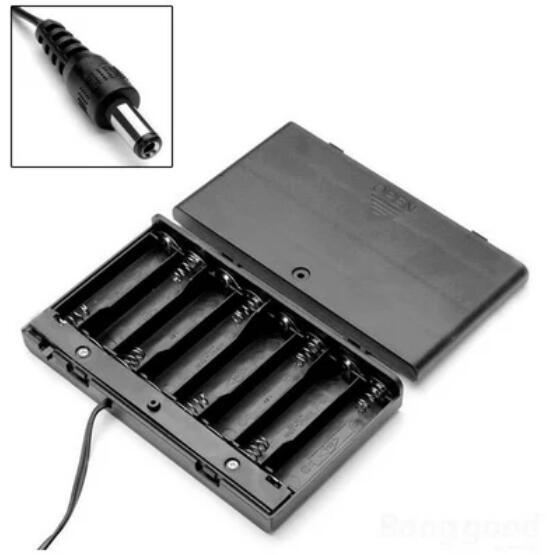 Hot Sale 8x AA Battery 12V Storage Holder Box Case Battery Pack with ON-OFF Switch Black with DC plug cable in side