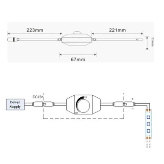 DC 12V-24V 6Amp Rotary Switch Inline Dimmer