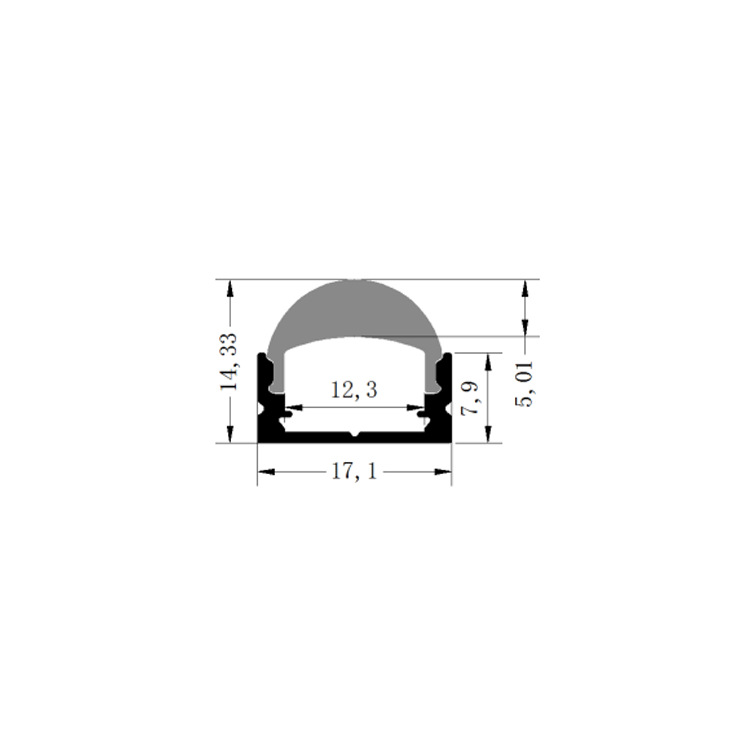1708 with lens with PC spotless 12mm wide PCB line light hard light bar aluminum groove shell kit