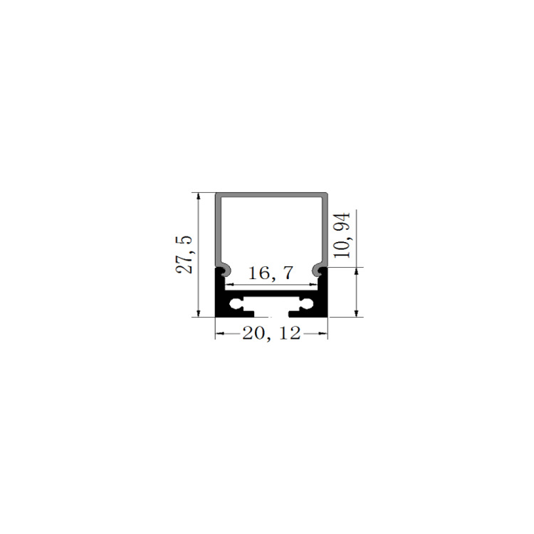 2027LED square PC three-sided light-emitting linear light hard light strip aluminum shell kit