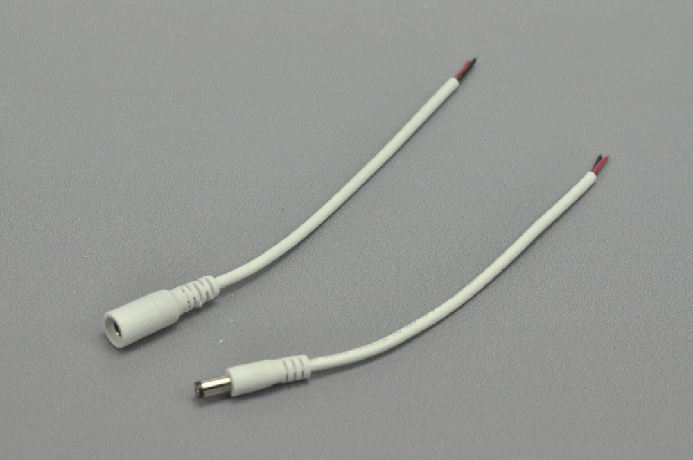 White DC Connector 22 AWG  16cm Female Male LED Power Supply DC Cable Cord For LED Strip Light
