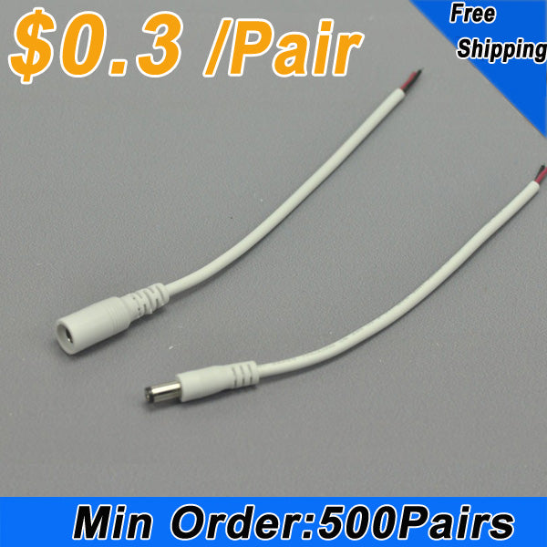Wholesale White DC Connector 22 AWG  16cm Female Male LED Power Supply DC Cable Cord For LED Strip Light