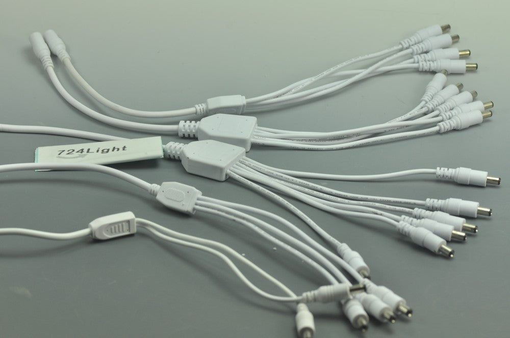 Compact Power Supply to Splitter White Cable LED Light Power Splitter DC 1 to 2 3 4 5 6 Adapter