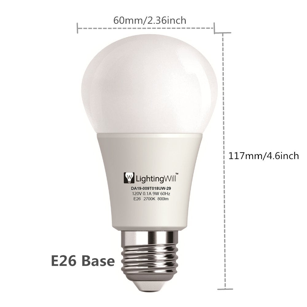 Free Shipping 6pcs X  UL CUL Approved 9 Watt 800 Lumen 2700K Warm White Color E26 Edison Screw Medium Base A19 LED Light Bulb, 75 Watt Bulb Equivalent