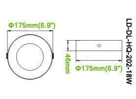 18W DL-HQ-202-18W LED Panel light  Round Diameter 175mm Height 46mm PVC Acrylic Cover Cabinet LED LED Light