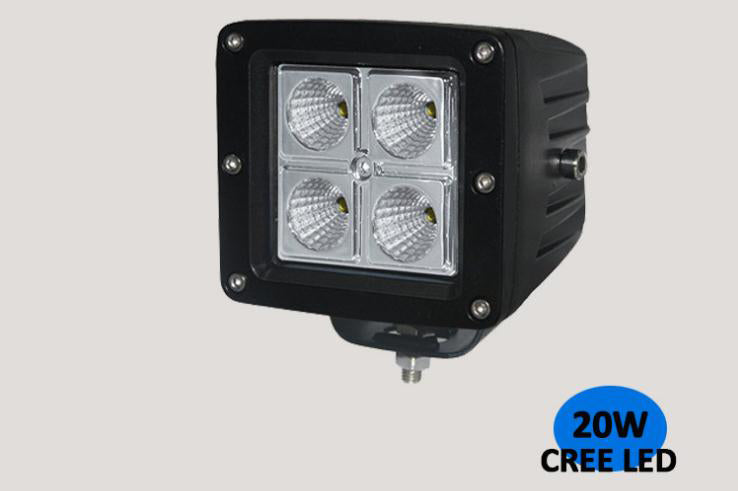 20W LED Work Light  6500K LED Light Bar IP68 CREE LED 1440 Lumens Spot Flood Off Road Driving Light