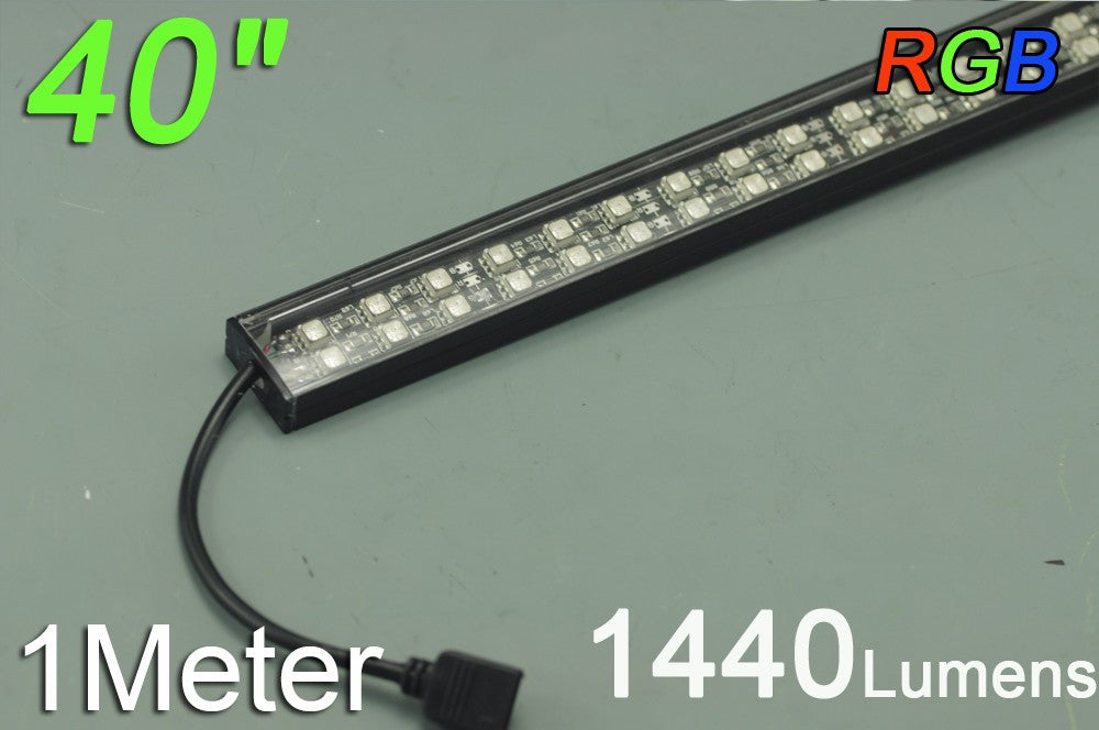 Bestsell Black  Double Row 1 Meter LED Strip Bar 1meter Rigid Strip light 39.3inch Aluminium 5050 RGB Rigid LED Strips Bar