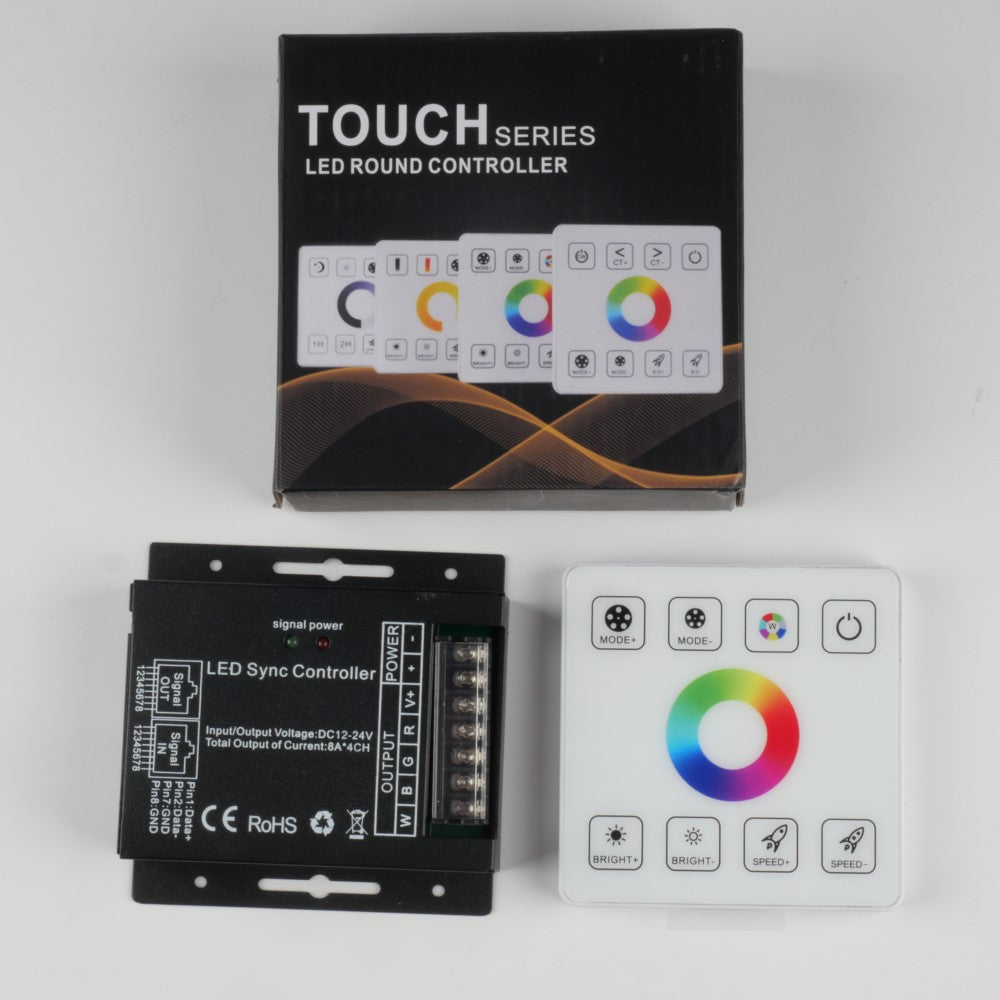12-24V 8A×4 LED RGB Touch Series LED Round Controller For RGB LED Strip