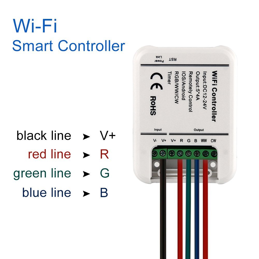 12V Wifi Android  LED Strip RGB RGBW Controller With Remote 5 Channels Control By Phone