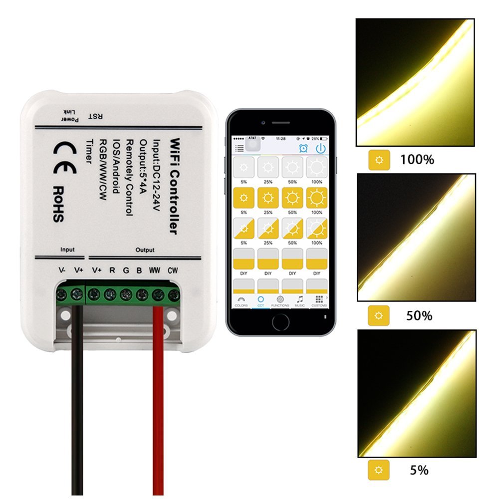 12V Wifi Android  LED Strip RGB RGBW Controller With Remote 5 Channels Control By Phone