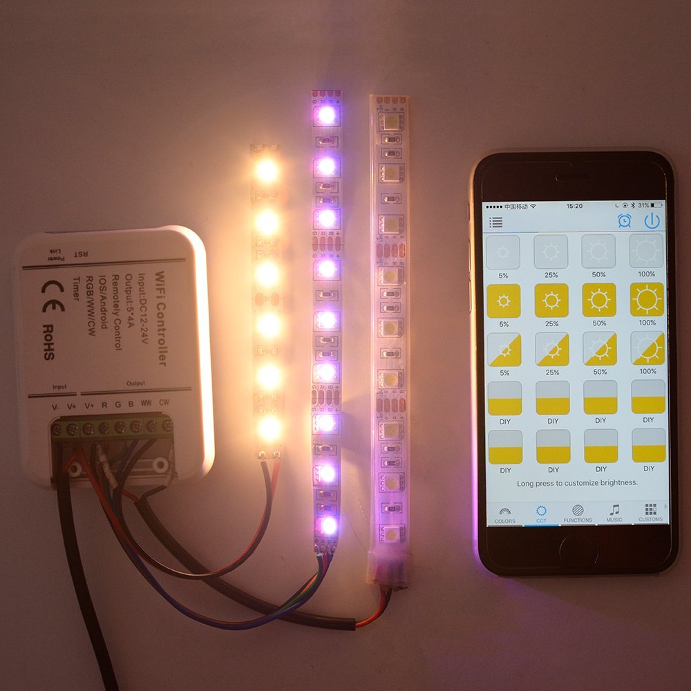 12V Wifi Android  LED Strip RGB RGBW Controller With Remote 5 Channels Control By Phone