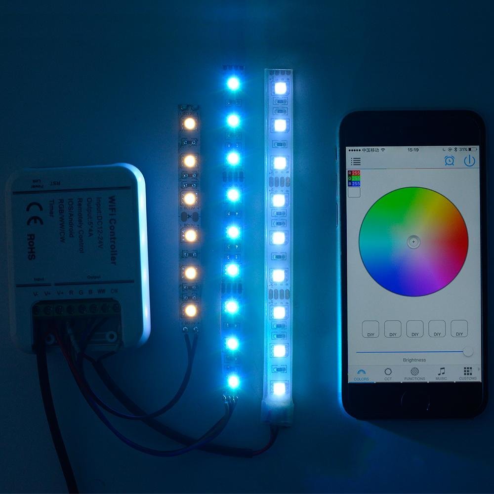 12V Wifi Android  LED Strip RGB RGBW Controller With Remote 5 Channels Control By Phone