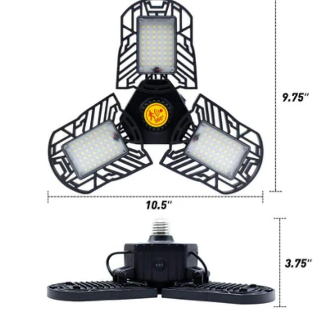 60W Motion Activated Radar CRI 80 6000LM 6000K Deformable E26/E27 Base LED Ceiling Light for Garage