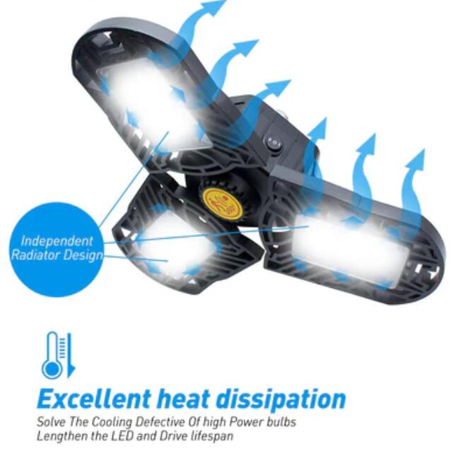 60W Motion Activated Radar CRI 80 6000LM 6000K Deformable E26/E27 Base LED Ceiling Light for Garage