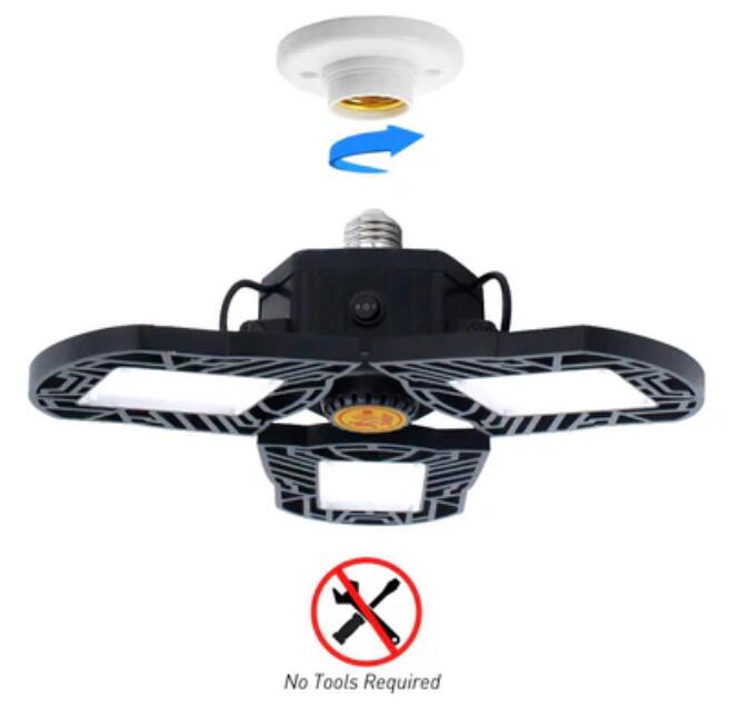 60W Motion Activated Radar CRI 80 6000LM 6000K Deformable E26/E27 Base LED Ceiling Light for Garage
