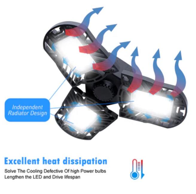 LED Garage Light 60W CRI 80 6000LM 6000K Deformable E26/E27 Base LED Ceiling Light for Garage
