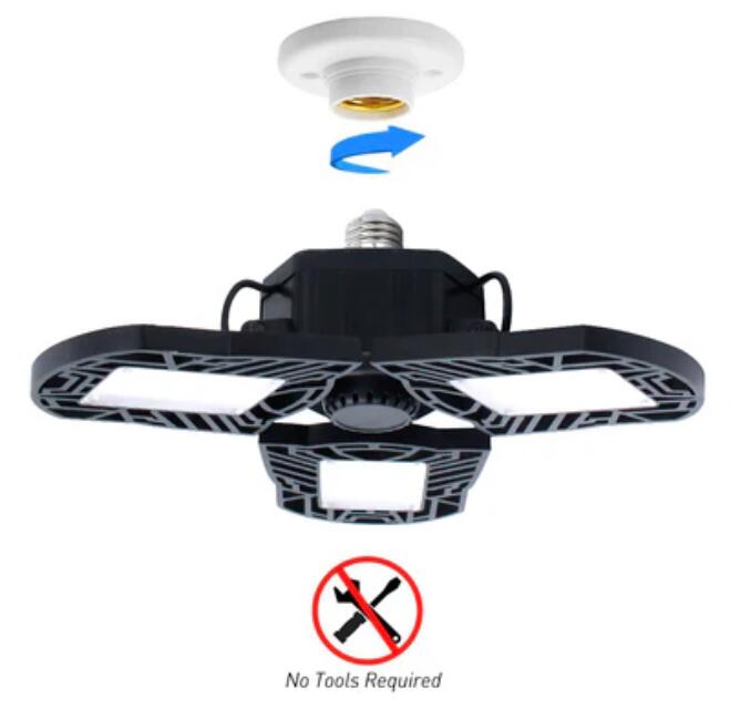 LED Garage Light 60W CRI 80 6000LM 6000K Deformable E26/E27 Base LED Ceiling Light for Garage