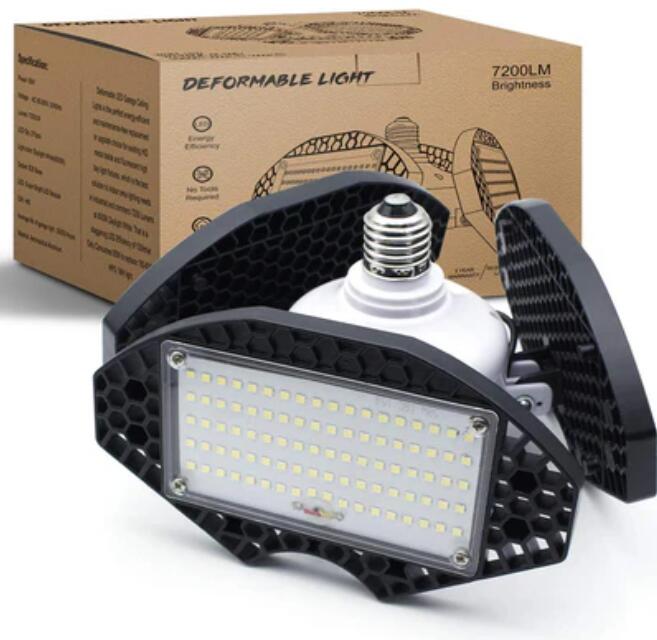 LED Garage Lights 55W Deformable LED Shop Light 7200LM Daylight White 400W Equivalent Work Light