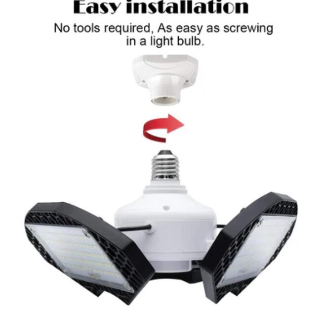 LED Garage Lights 55W Deformable LED Shop Light 7200LM Daylight White 400W Equivalent Work Light