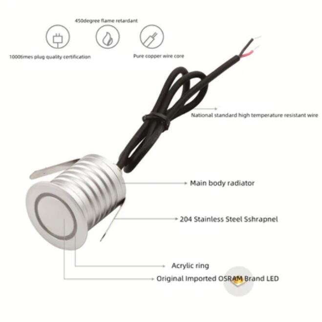 8 PCS Pack DC12V-24V 1W/3W IP67 Outdoor Waterproof LED Wall Light Corridor Ladder Step LED Lights