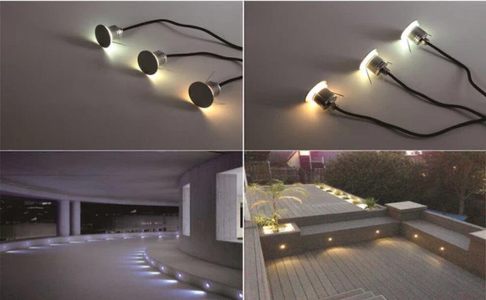 8PCS Pack 1W 12-24V DC IP67 Outdoor Moonlight LED Deck Light LED Corner Light for Corridor Steps