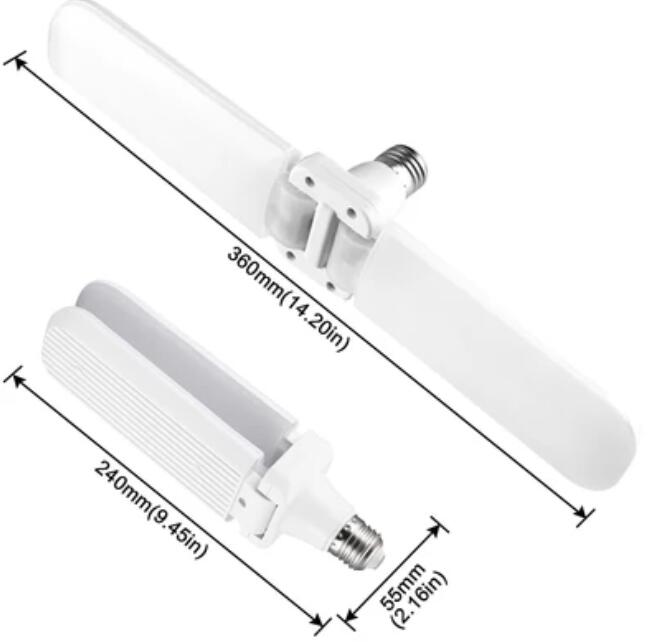 30W Deformable LED Garage Ceiling Lights 3000LM 6500K White 300W Equivalent CRI80+ E26/E27 Base