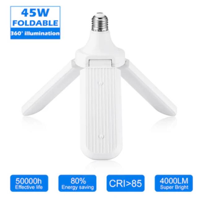 45W Deformable LED Garage Ceiling Lights 4500LM 6500K White 400 Watt Equivalent CRI80+ E26/E27 Base