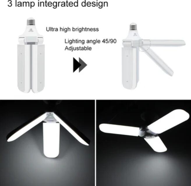 45W Deformable LED Garage Ceiling Lights 4500LM 6500K White 400 Watt Equivalent CRI80+ E26/E27 Base