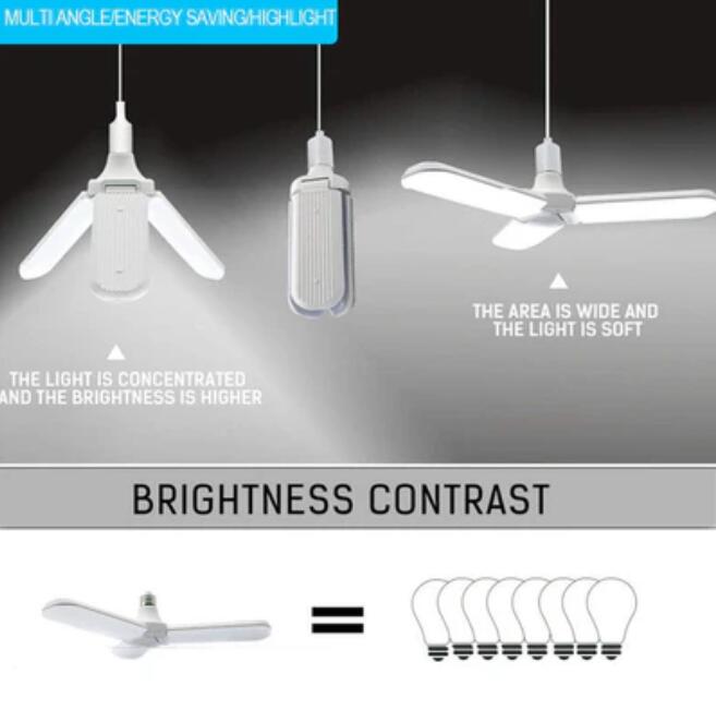 45W Deformable LED Garage Ceiling Lights 4500LM 6500K White 400 Watt Equivalent CRI80+ E26/E27 Base