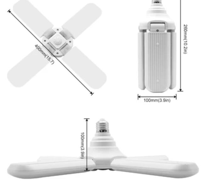 60W Deformable LED Garage Ceiling Lights 6000LM 6500K White 400W Equivalent CRI80+ E26/E27 Base