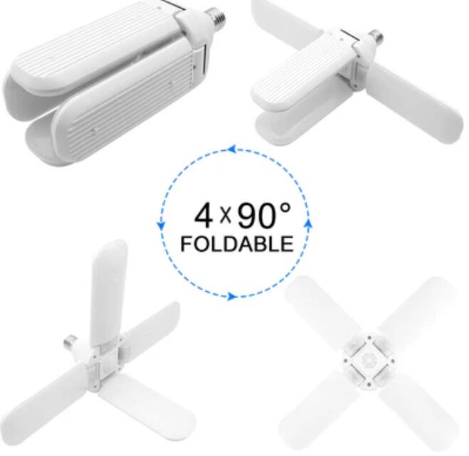60W Deformable LED Garage Ceiling Lights 6000LM 6500K White 400W Equivalent CRI80+ E26/E27 Base