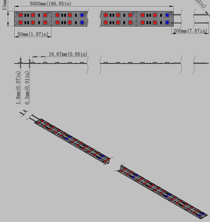 Plant Growth RED:BLUE /660nm:460nm LED Grow Light SMD3528 240LEDs 12V 24W Per Meter Strip