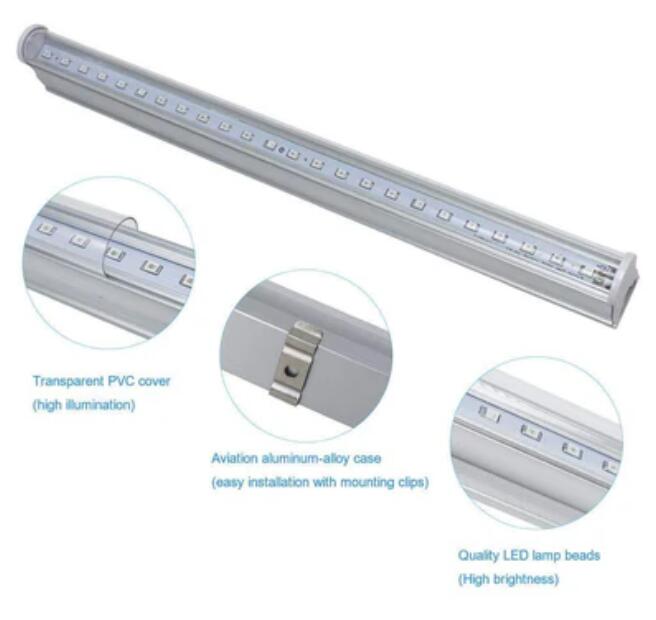 10Pcs 1/2/3/4 Ft LED Tube T5 Grow Light Red/Blue Spectrum(R:B=5:1) Clear Lens for Indoor Plant Veg and Flower Hydroponic Greenhouse Growing Bar Light