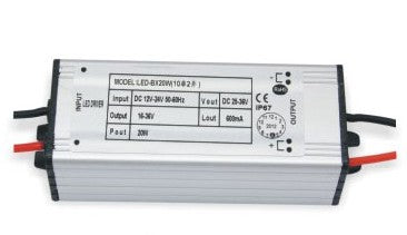 20W LED Power Supply Low Pressure Waterproof AC 12-24V Input 600mA DC 25V-36V Output LED Driver For LED Tubes Spotlight Ceiling Light