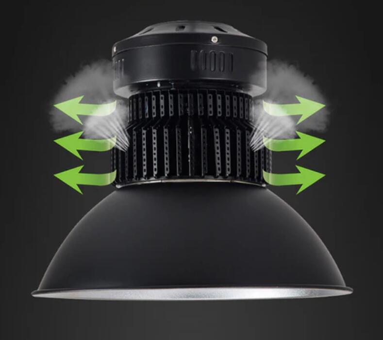 200W High Power Fin Heat Sink LED IP44 LED High Bay Light with Aluminum Reflector