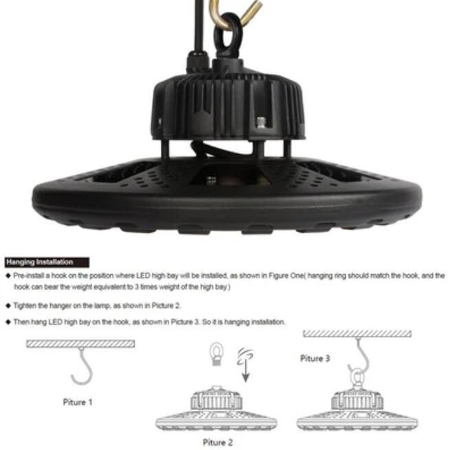 100W UFO LED High Bay Light Fixture 9000LM CRI>80 IP65 Waterproof 100-277VAC Non-Dimmable for Warehouse & Supermarket