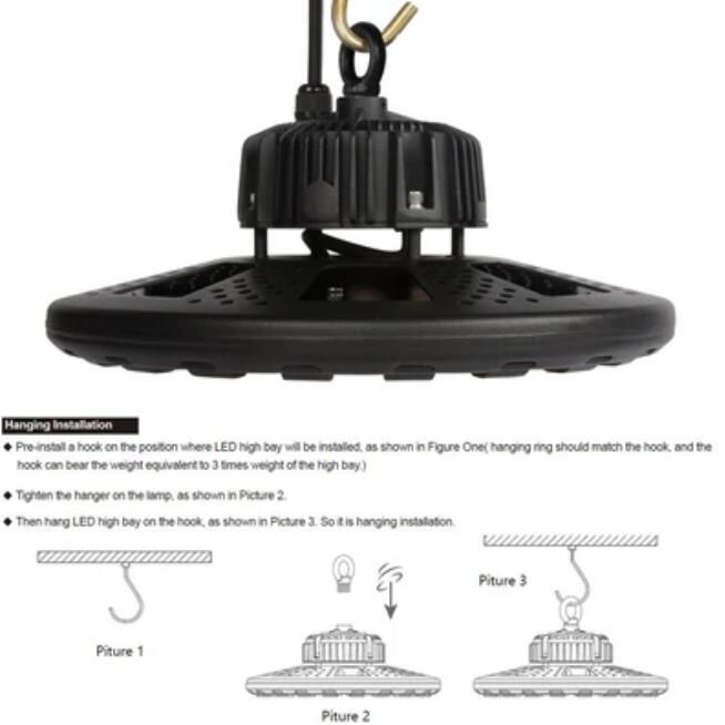 150W UFO LED High Bay Light Fixture 13000LM CRI>80 IP65 Waterproof 100-277VAC Non-Dimmable for Warehouse & Supermarket
