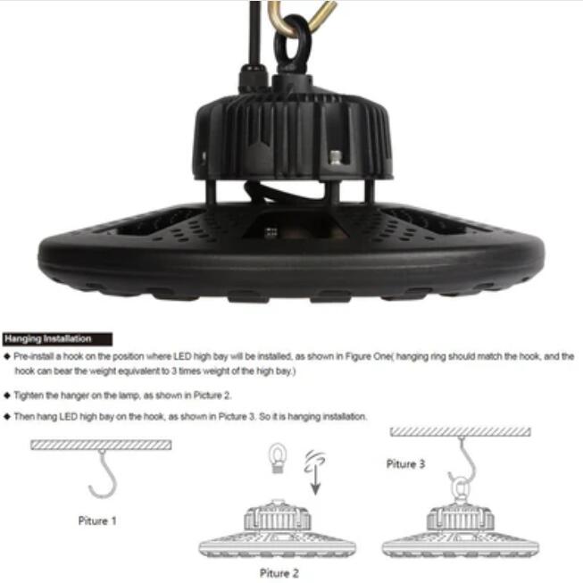 200W UFO LED High Bay Light Fixture 17000LM CRI>80 IP65 Waterproof 100-277VAC Non-Dimmable for Warehouse & Supermarket