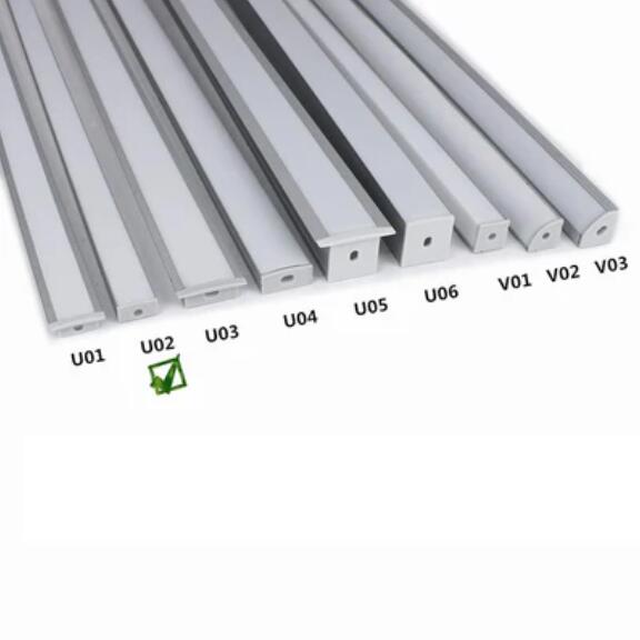 5Pack of 50cm (20'') LED Profile U02 9x17mm U-Shap LED Aluminum Channel System Fit for 12mm Wide LED Strips
