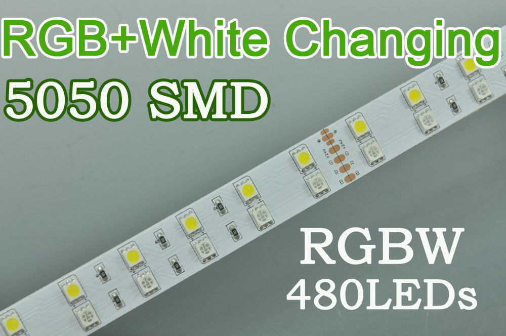 RGBW LED strip light Double 5050 RGB Color Changing White Color  Flexible  LED Light Strip DC24V (16.4ft )480LEDs