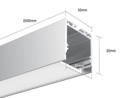 0.5 meter 19.7" LED Suspended light  Channel Profile 35mm x 35mm suit 38mm led strip light