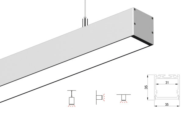 0.5 meter 19.7" LED Suspended light  Channel Profile 35mm x 35mm suit 38mm led strip light