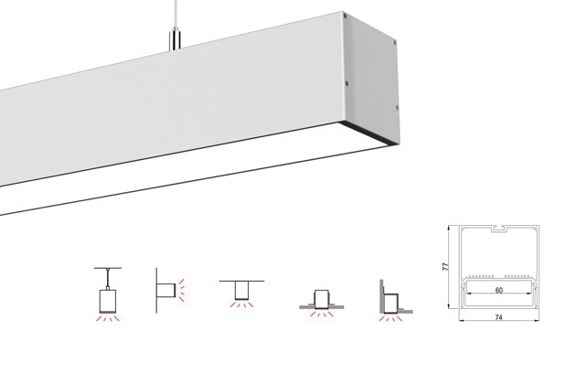 2.5 meter 98.4" Suspended LED Aluminum Profile LED Channel Suit 60mm Flexible LED Strips
