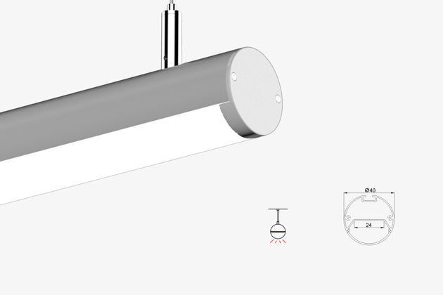 2.5 meter 98.4" Aluminum LED Suspended Tube Light LED Profile Diameter 40mm suit 24mm Flexible led strip light