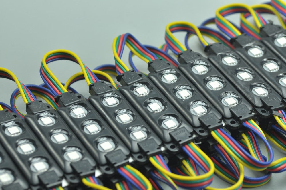 Black 5050 SMD LED Modules RGB 3 LED 5050 Modules 65x18MM 12V 0.75W Waterproof Modules