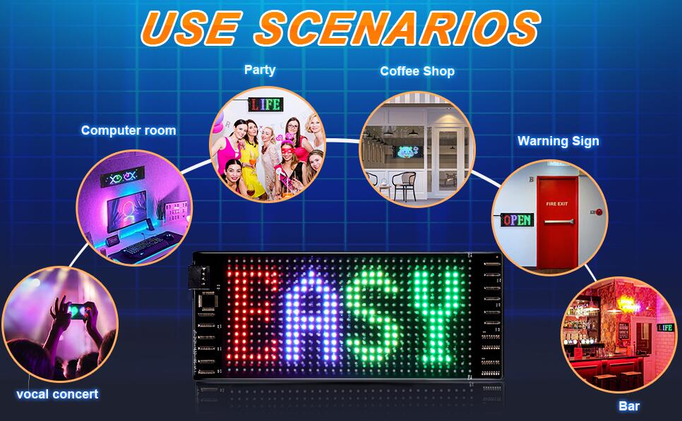 Model 1632 Flexible USB 5V Car LED Sign Bluetooth App Control Display Screen Text Pattern Animation LED sign display for Car Windows, Shop, Bar and Entrance Sign