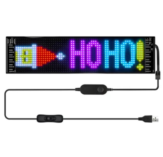 Model 1664 Flexible USB 5V Car LED Sign Bluetooth App Control Display Screen Text Pattern Animation LED sign display for Car Windows, Shop, Bar and Entrance Sign