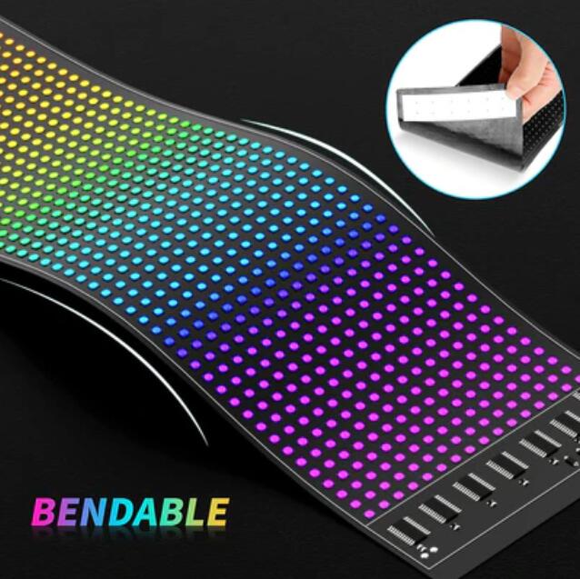 Model 1664 Flexible USB 5V Car LED Sign Bluetooth App Control Display Screen Text Pattern Animation LED sign display for Car Windows, Shop, Bar and Entrance Sign