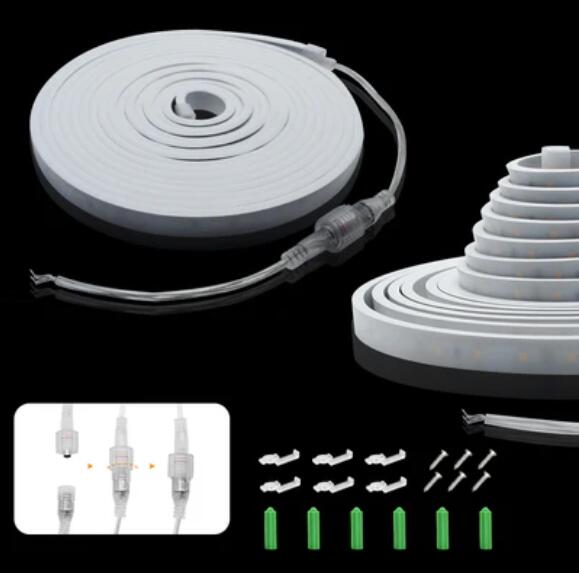 16.4ft/5M DC12V 5*13mm LED Waterproof Flexible Silicone Neon LED Strip with 300LED SMD3528 LED Light