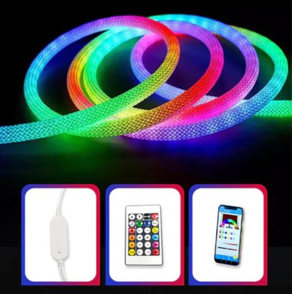 360° NEON LED Light Strip, Woven Look RGB Color Waterproof LED Neon Light Flexible Strip Kit